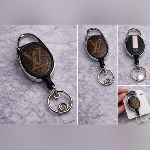 Designer Inspired Monogram Canvas Retractable Badge Reel | Upcycled | Handmade